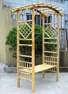 Bamboo Arbors Flower Supporter, Grape Supporter W / Seat And Trellis Side Panel