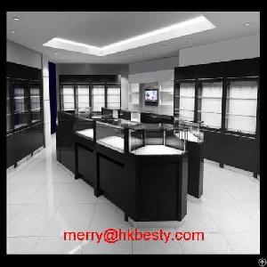 Black Jewelry Kiosk Showcases With Led Inside