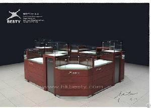 Jewelry Display Case Cherry Wood With High Power Bright Led Lighting