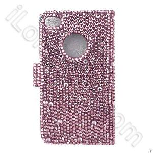 Colorful Diamond Series Rhinestone Wallet Cases For Iphone 4 Cdw-2