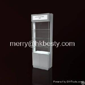 metal wod glass cabinet jewelry display bright led lighting