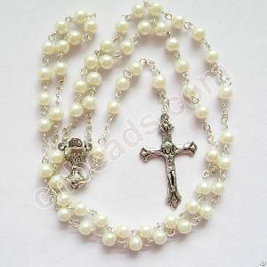 Holy Cacholic Jewelry Commuication Rosary Glass Prayer Beads For Girls Chalice Pearl Necklace