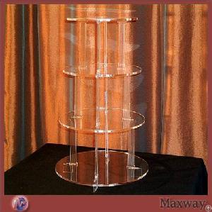 5mm Thick 4-tier Transparent Round Shaped Acrylic Cupcake Display Shelf For Wedding