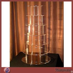 Dismountable 7 Tiers Transparent Acrylic Bread Display / Lucite Food Holder