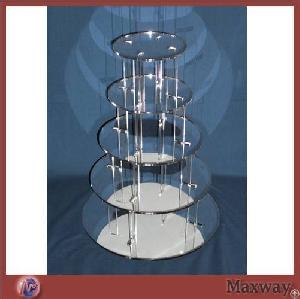 round shaped mirror 5 tier transparent acrylic cupcake display holder