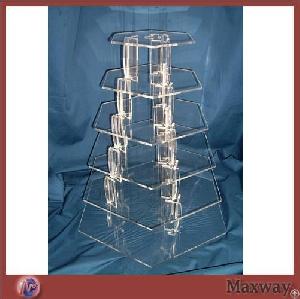 Genderangular 6-tier Water Clear Plexiglass Cupcake Display Stand Shelf For Wedding