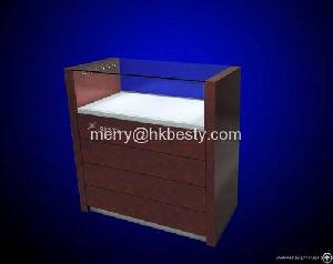 Fancy Cherry Wood Jewellery Counter Display For Retail Shop Furnitur With Logo