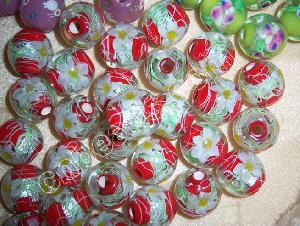 20 Mm Handmade Lampwork Glass Beads Murano Jewelry Accessories Silver Foil Crafts With Flower