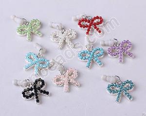 Iphon Dust Plug Stopper Bowknot Dust Cover Imitation Pearl Mobile Phone Adornment 2012