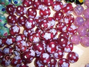 Large Round Lampwork Glass Beads Handmade Outside Flower Jewelry Bead 2012 Fashion Glass Crafts