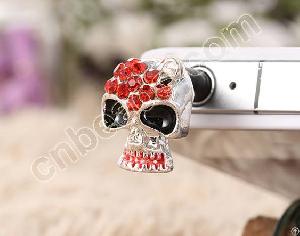 phone dust plug cover skull rhinestone stopper 2012 fashion iphone decoraition