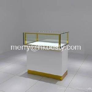 Cr002l White Counter Display Showcase With Brass And Lock