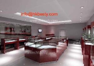 Red Glossy Jewellery Store, Shop And Showroom Design Of Bright Sunglasses Display