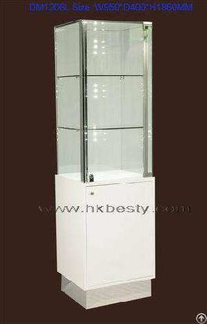 White Display Cabinet And White Wood Glass Display Showcase For Jewelry Or Watch