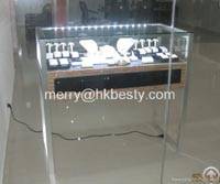 jewelry wall glass display showcase led lights