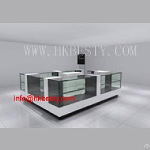 jewellery glass display kiosk led lights