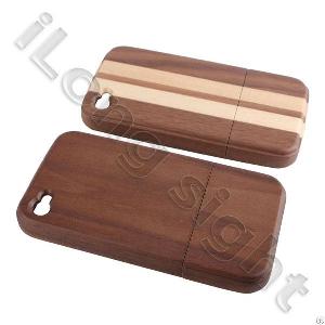 detachable smooth wood case cover iphone4 4s