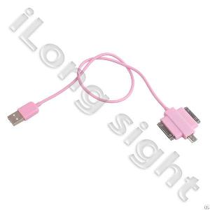 3 In 1 Color Multi-function Data Cable Unt-626 For Ipad3 / 4s / 4g / 3gs / Sam / Micro Usb