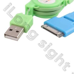 Portable 3-in-1 Usb Retractable Charging / Sync Cable Unt-e07 For Iphone