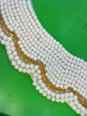 Fashion Handmade Beaded Neckline Collar And Pearl Trimming