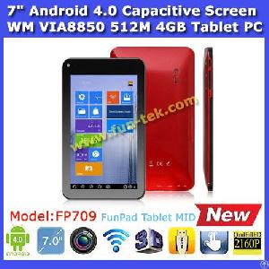 7 Inch Capacitive Screen Android 4.0 Via Wondermedia Wm8850 Cortex A9 1.2ghz New Model Of Via8650