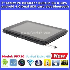 bluetooth gps 3g phone tablet pc 7 mtk8377 android 4 0 dual sim card 512mb 8gb