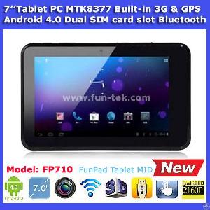 Funpad 7 Inch Mtk8377 3g Tablet Pc Android 4.0 Gps Dual Sim Card Slot Bluetooth 512mb 8g White Black