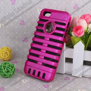 Retro Microphone Silicone Hybrid Hard Case Cover For Iphone 5