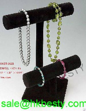 Black Double Rows Jewelry Bracelet Display Showcase With Matt Finish