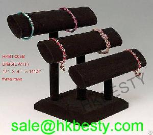 Black Tri-row Jewelry Bracelet Display Showcase For Fine Quality