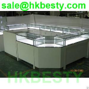 glass wooden jewelry kiosk power led lights