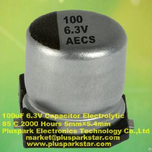 chip electrolytic capacitor 100uf 6 3v 85c 2000