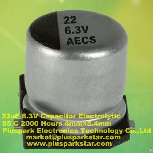 chip electrolytic capacitor 22uf 6 3v 85c 2000