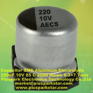 Electrolytic Capacitor Smd 220uf 10v 85c 2000 Hours, 20%, -20%, M