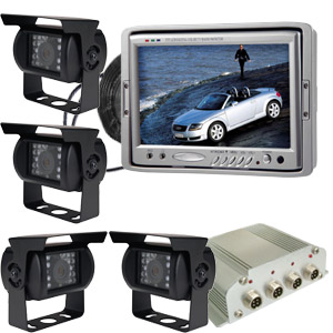 Reversing Camera System With Four Camera And 7 Inch Lcd Monitor