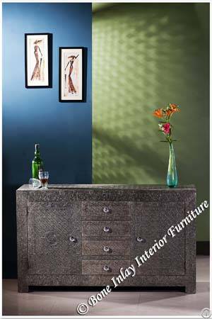 Embossed White Metal Drawer Dresser