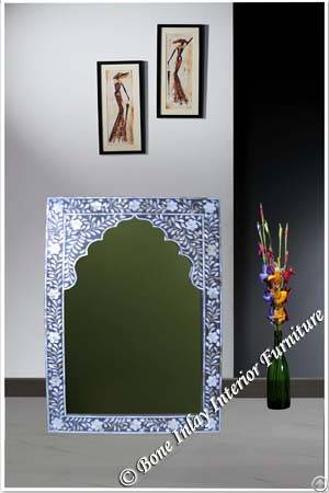 Mehrab Design Black Mother Of Pearl Inlay Mirror Frame