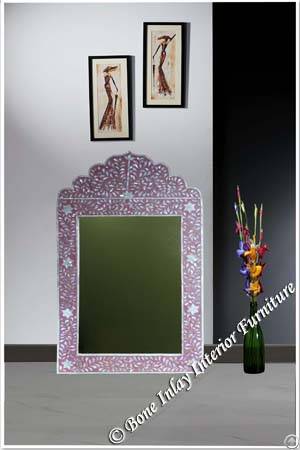 Pink Color Mother Of Pearl Inlay Mirror Frame
