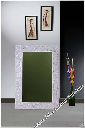 White Mother Of Pearl Inlaid Mirror Frame