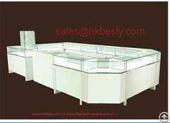 Mdf Tough Tempered Clear Glass Display Kiosk For Gold And Silver Jewelry