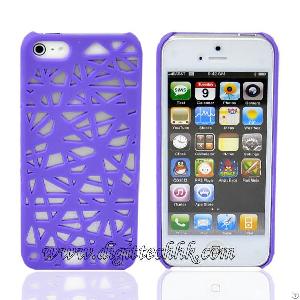 New Purple Hollow-out Net Grain Pattern Plastic Case Protector Cover For Iphone5