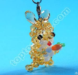 4mm Bicone Crystal Beaded Rabbit Charms