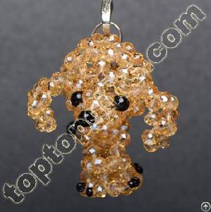 4mm Rondelle Crystal Beaded Poodle Dog Charm Decoariton