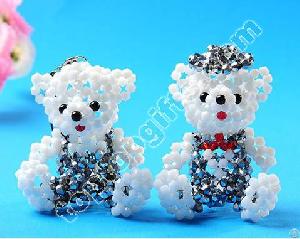 Mini Crystal Beaded Teddy Bear Charms