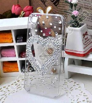 Rhinestone Heart Iphone4 Cover 2012 Fashion Lovers Mobile Phone Shell