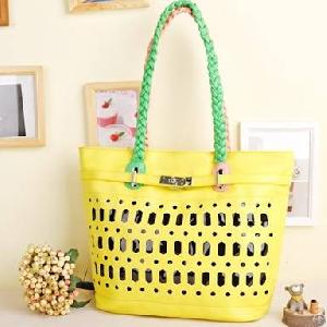 Hollow Out Candy Color Handbags Discount Yellow