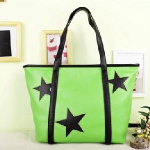 Star Print Big Capacity Green Handbag