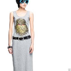 Fashion Online Shopping Sleeveless Dress Grey