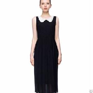 Pleated Style Long Dresses For Summer Black