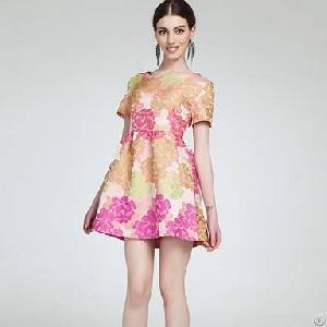 Western Elegant Flower Shorted Sleeve Dress